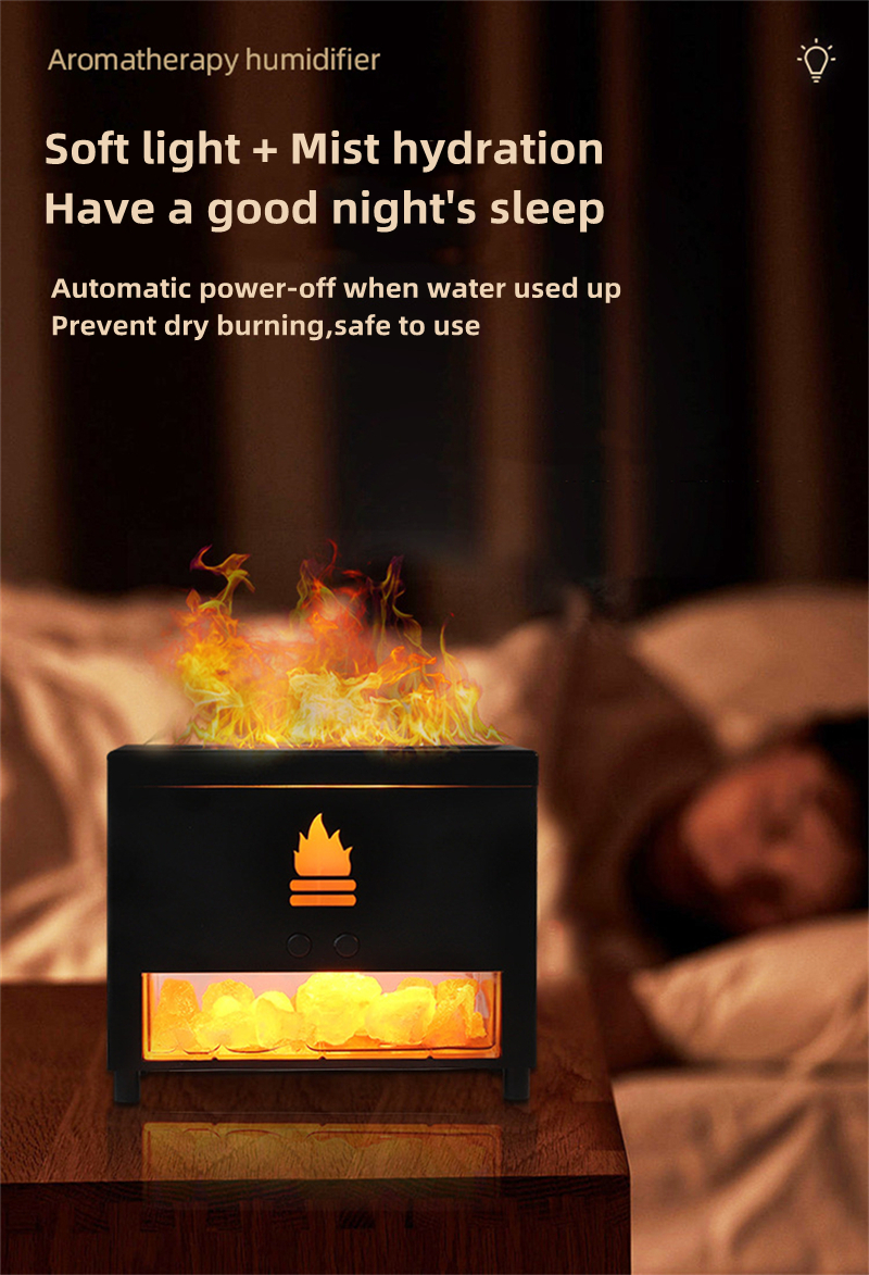 Simulation Closet 3D Flame Aromatherapy Salt Stone Air Humidifier USB Essential oil Diffuser for Home Room Fragrance