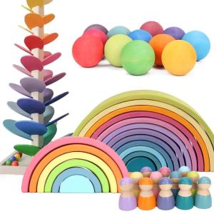 Quality Montessori Wave Forest Stacker Tower Rainbow Toy Stacker wholesale