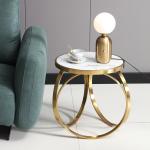 Modern SEDIA Stainless Steel Side Table With Marble/Glass Top