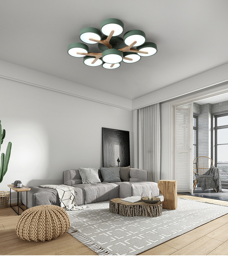 Modern Led Ceiling Lamps for Living Room Bedroom Kitchen Home Surface Mount Nordic Style Wooden Chandelier(WH-WA-22)