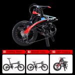 16 Inch Carbon Fiber Folding Bike 9 Speed Hard Frame 100KG Load Capacity