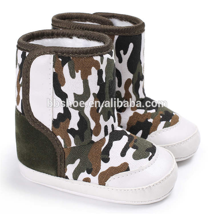 Free sample Camouflage star print indoor warm boots cool toddler infant Walking baby cotton booties