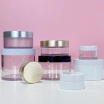 Skincare PET Cosmetic Containers Clear 30g Cream Jar Black Caps