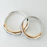 Double Layer Engraved LOVE 0.2mm 18k Wedding Pair Rings