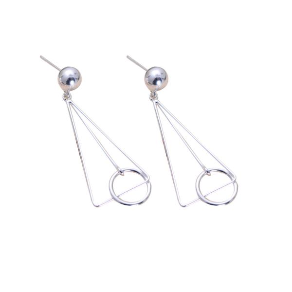 Women Korea Fashion Deometric Drawing 925 Sterling Silver Drop Dangle Earrings
