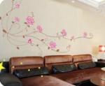 Custom Long Branches and Red Flower Wall Sticker F102