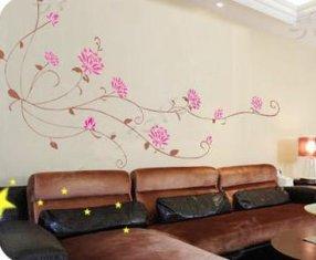 Quality Custom Long Branches and Red Flower Wall Sticker F102 wholesale