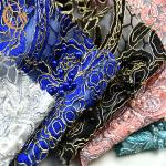 Forest Green 3D Embroidery Lace Fabric African Beaded For Garment