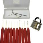 8PCS Locksmithing Tools Stainless Steel Lock Smith Tools Red