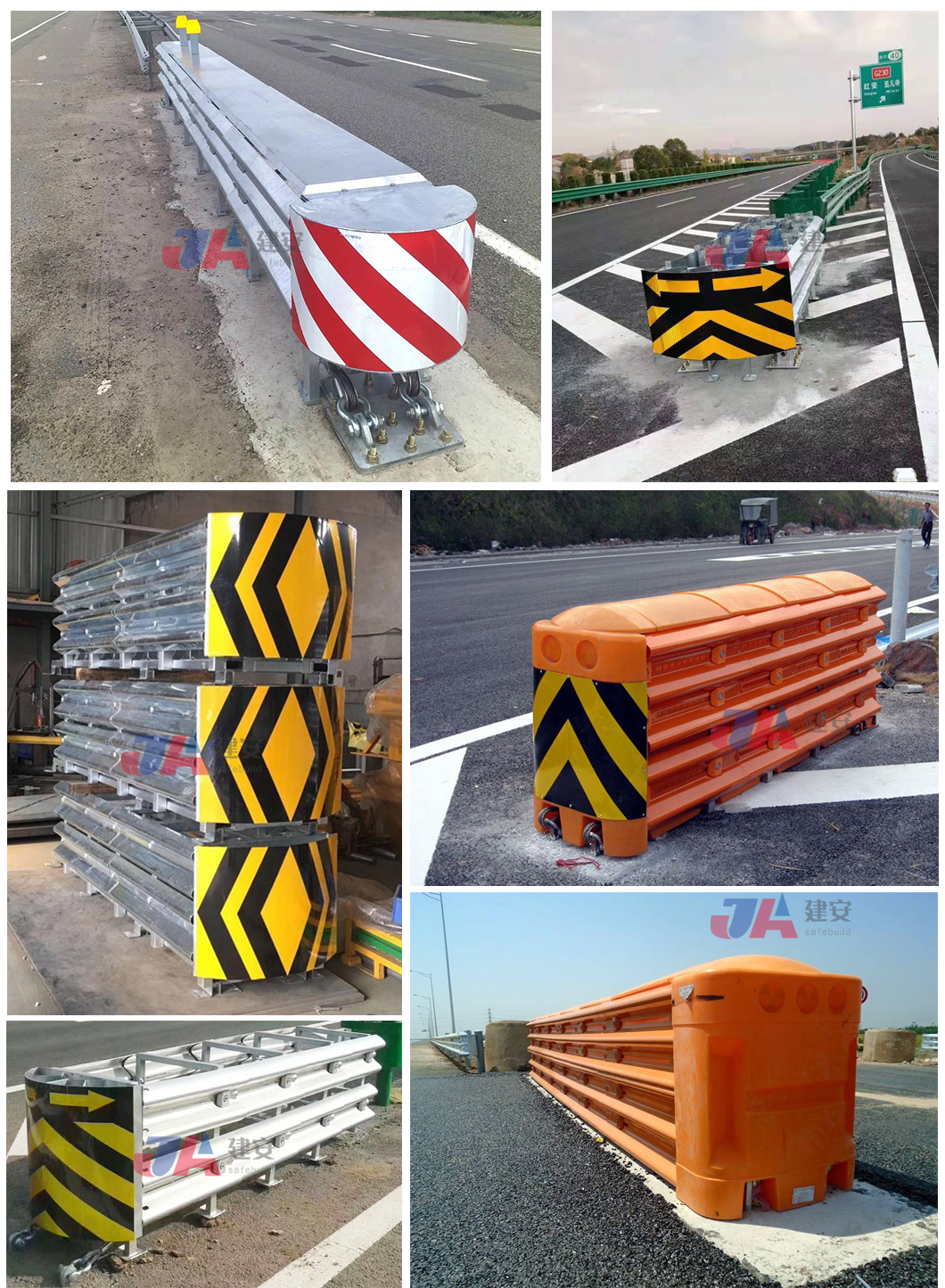 Galvanized Powder Coated Anti Corrosion Highway Crash Cushions Barrier Guardrail