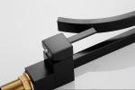 Square Long Spout Single Handle Hot Cold Water Faucet Brass Black Kitchen Mixer