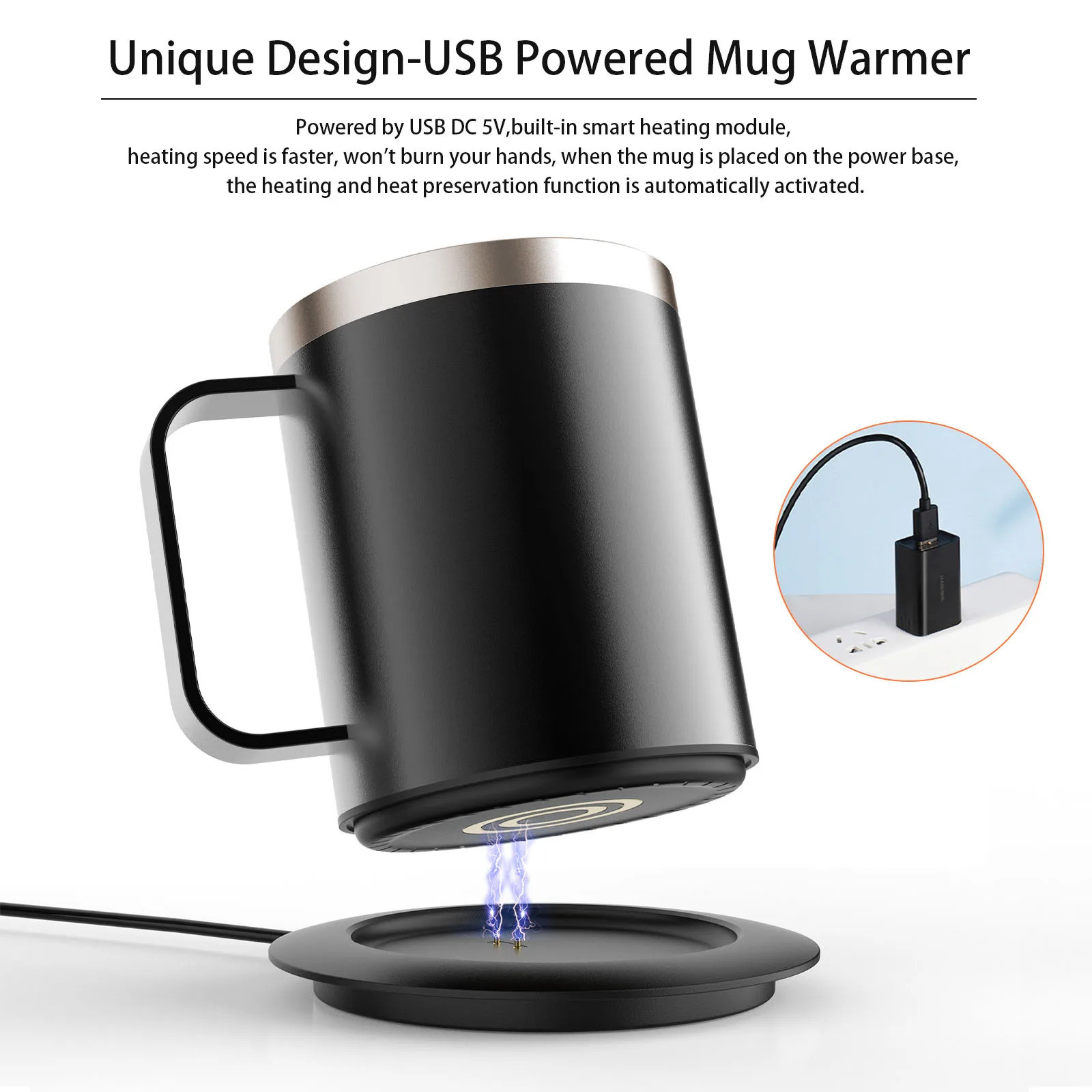 Electric Smart Coffee Mug Warmer With Thermostat USB Heated