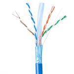Solid Bare Copper Cat6a Lan Cable Shielded Riser 1000ft Blue 23AWG 750MHz PoE++