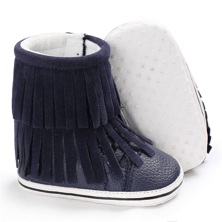 New fashion PU Leather Tassel 0-2 years boy and girl hook loop baby booties