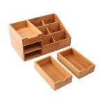 Bamboo 2 Drawers Make Up Organizer Storage Natural Color