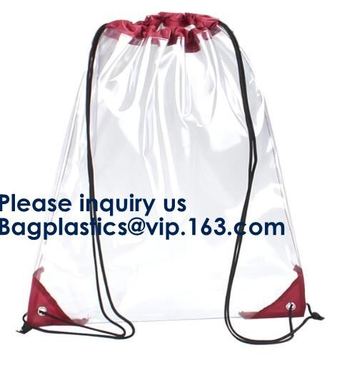 OEM Design Promotion PVC Drawstring GYM Bag,Clear PVC Drawstring Bag With Gold String Promotional Reflective Plastic PVC
