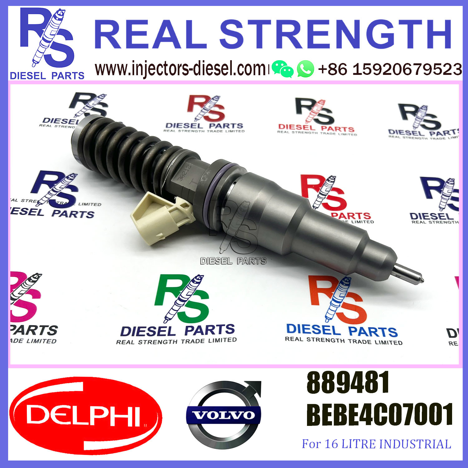 2 Pin DELPHI Fuel Injector 889481 BEBE4C07001 V-O-L-V E1 For 16 LITRE INDUSTRIAL
