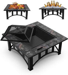 Quality Outside Table Square Patio Outdoor Barbecue Fire Pit With Ceramic Tile wholesale