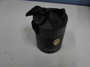 Quality Luxury custom round tube black fancy paper gift packaging box with silk ribbon wholesale