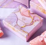 Pink Cardboard Gift Packaging Boxes UV Varnish Art Paper Gift Box With Gold