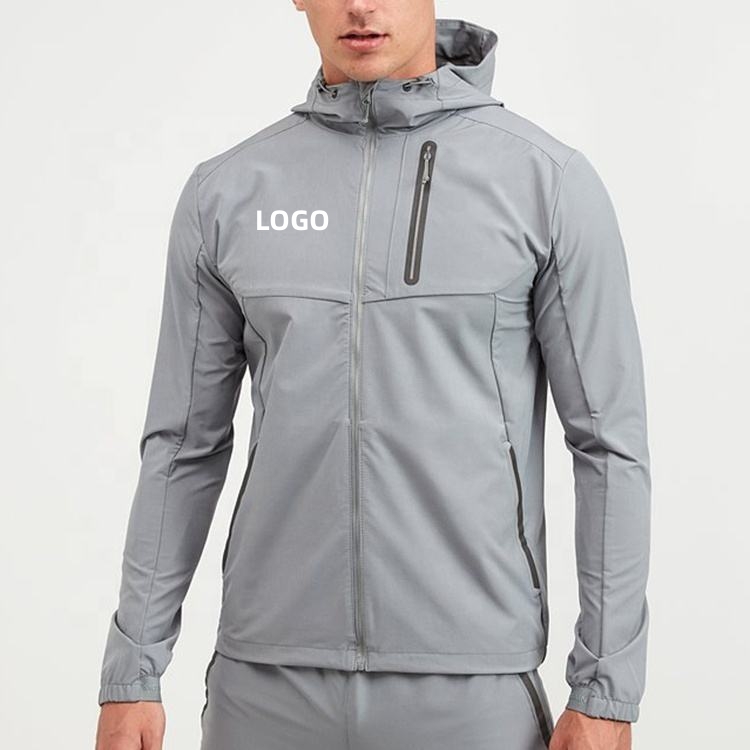 OEM custom logo brand men's streetwear outdoor sports track 100% polyester zip up windbreaker jacket for men