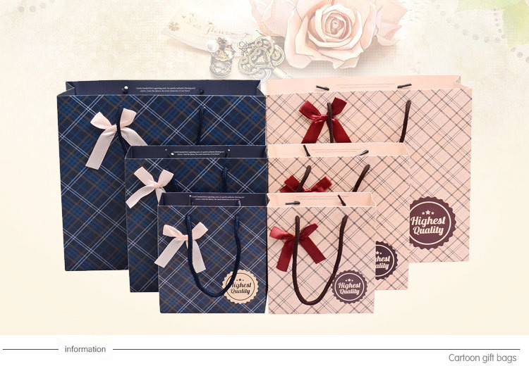Offset Printing Creative Plaid Business Gift Bag For Jewelry