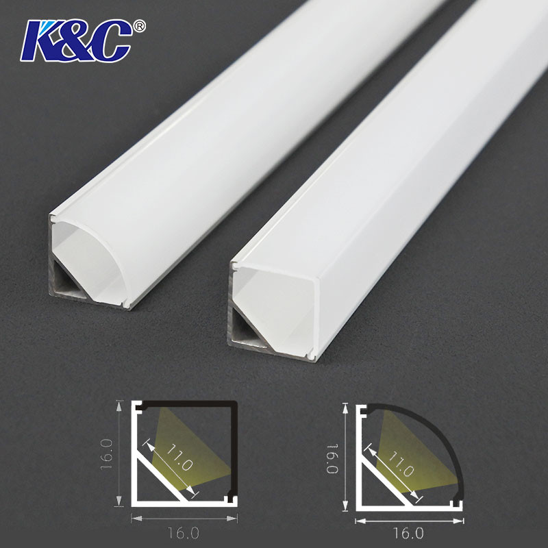 T5 90 45 Degree Led Aluminum Channel Corner Strip Light Heat Sink With Pmma Cover Clip