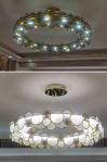 Modern chandelier lighting smoke gray glass round luxury crystal ceiling
