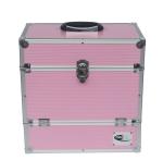 Pink Aluminum Storage Case Record LP 50 Case Empty Interior For DVD/CD