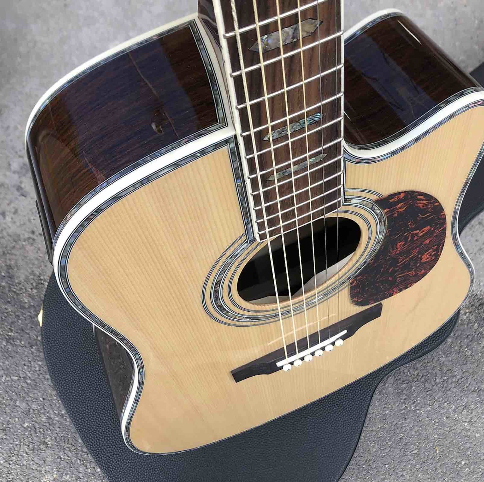 Classical Acoustic Guitar Grand Cutaway 41" Solid Spruce Top Rosewood back&side 301 EQ Abalone Binding