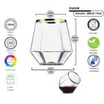 Cocktail Whiskey Diamond Stemless Plastic Wine Glasses 12oz Gold Rim