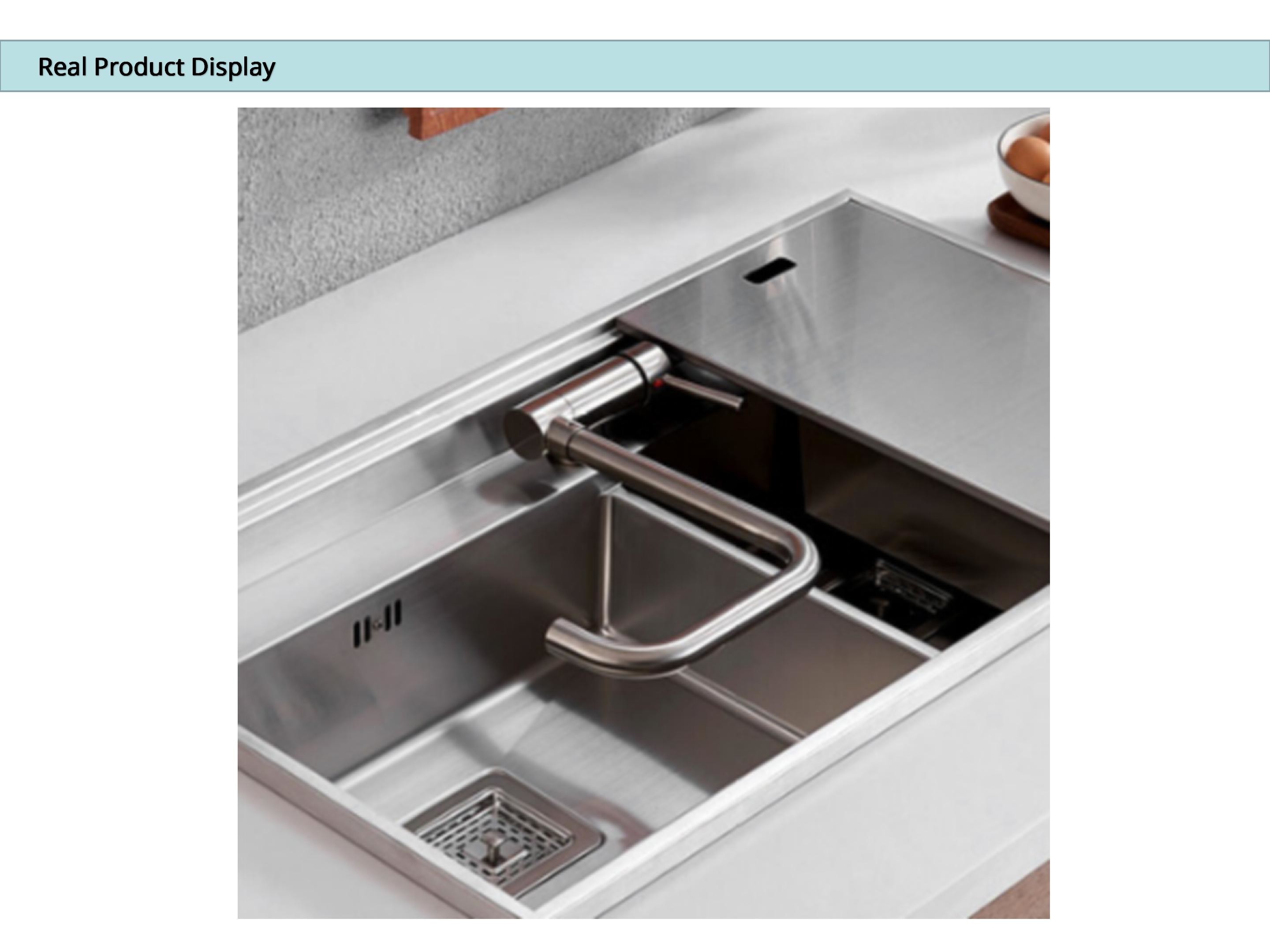 Angled Spout Kitchen Basin Taps 18/10 Stainless Steel Hidden Kitchen Faucet