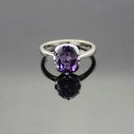925 Silver Jewelry 7mmx9mm Oval Amethyst Cubic Zirconia Ring (R279)