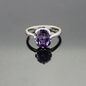 Quality 925 Silver Jewelry 7mmx9mm Oval Amethyst Cubic Zirconia Ring (R279) wholesale