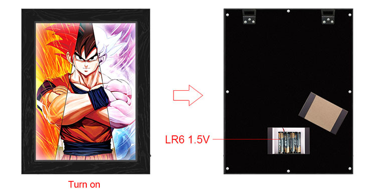 Lenticular Flip Change Anime 3D Poster Frame LED Light Box