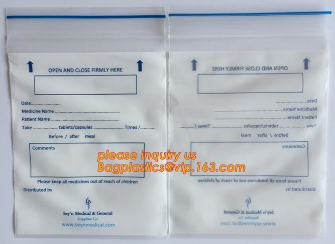 tablets pills packaging bag, poly medical dispenser Zip lockk bag drug zipper bags reclosable bags, zipper bag medical min