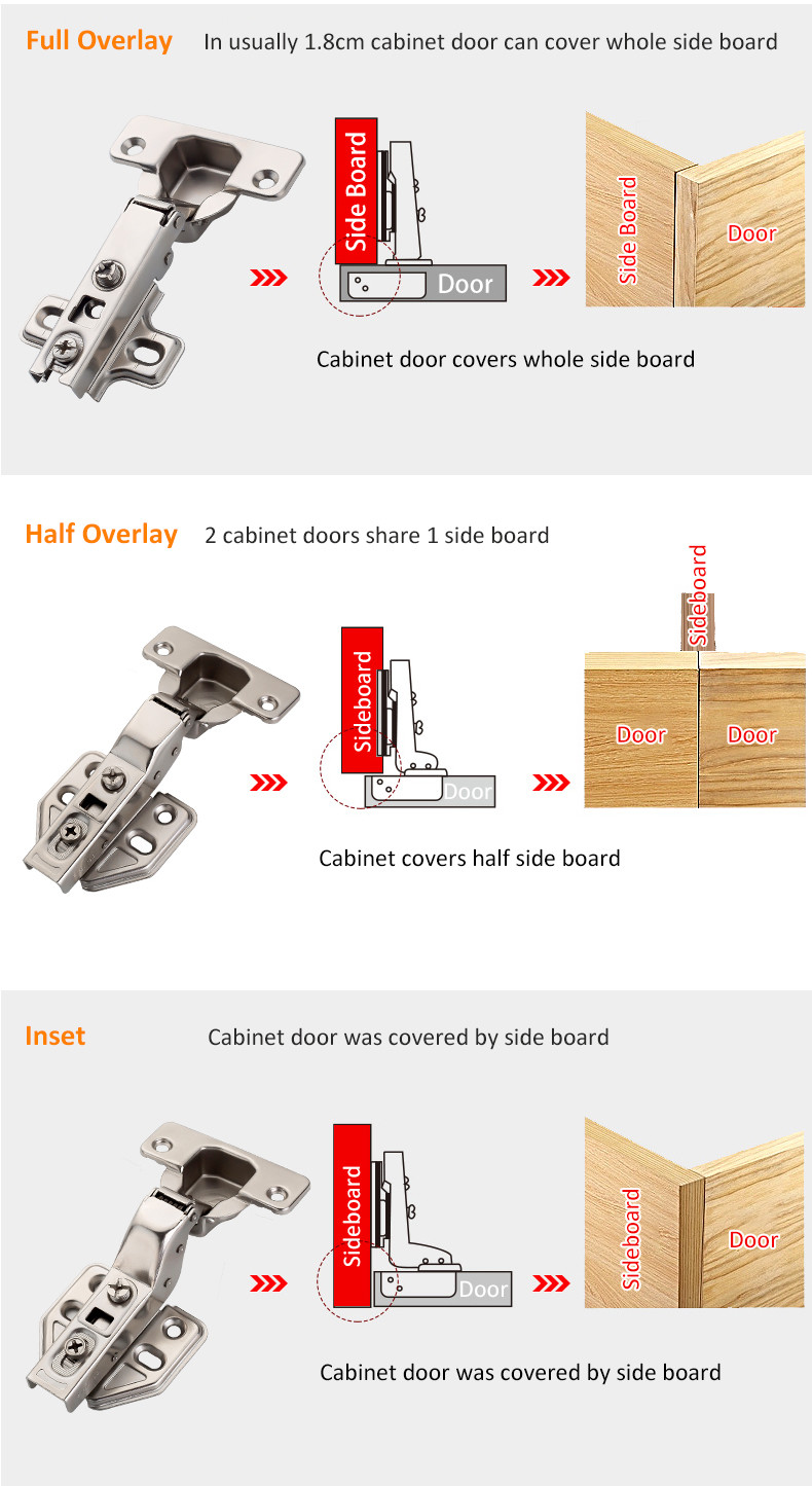 Kitchen Cabinet Metal Door Hinges 40mm Cup Vertical Opening Polished