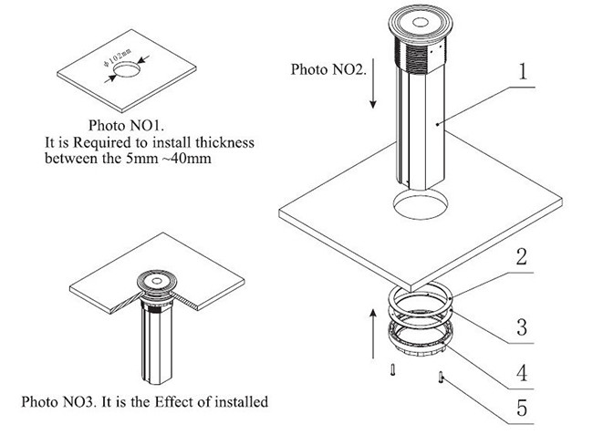 Kitchen Aluminium Worktop Motorized Pop Up Socket Flush Mounted