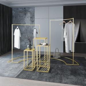 Quality Gold Metal Display Fixture Clothing Modern Clothes Hanging Display Rack Stand wholesale