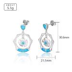 Blue 925 Silver Sterling Opal Jewelry Minimalist Stone Earring OEM