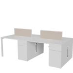 Modern Four-Person Office Desk With Locked File Cabinet