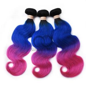 Quality #T1B/Blue/Rose Red Body Wave Remy Human Hair Bundles Sew In Weave Bundles Brazilian Bundle Deals wholesale