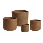 Round Indoor Outdoor GRC Planter Pots Hand Carved Surface Scrubbed