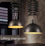 Retro industrial Pendant Light wind wrought iron clothing cafe bar lifting Black
