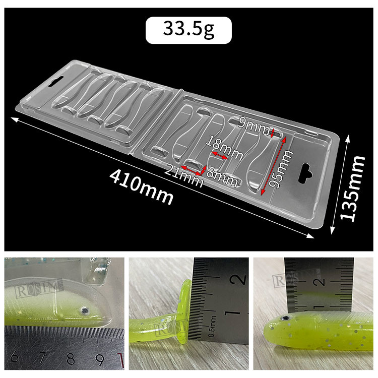 6 Cavity Disposable PVC Custom Fishing Lure Packaging Hinge Clamshell