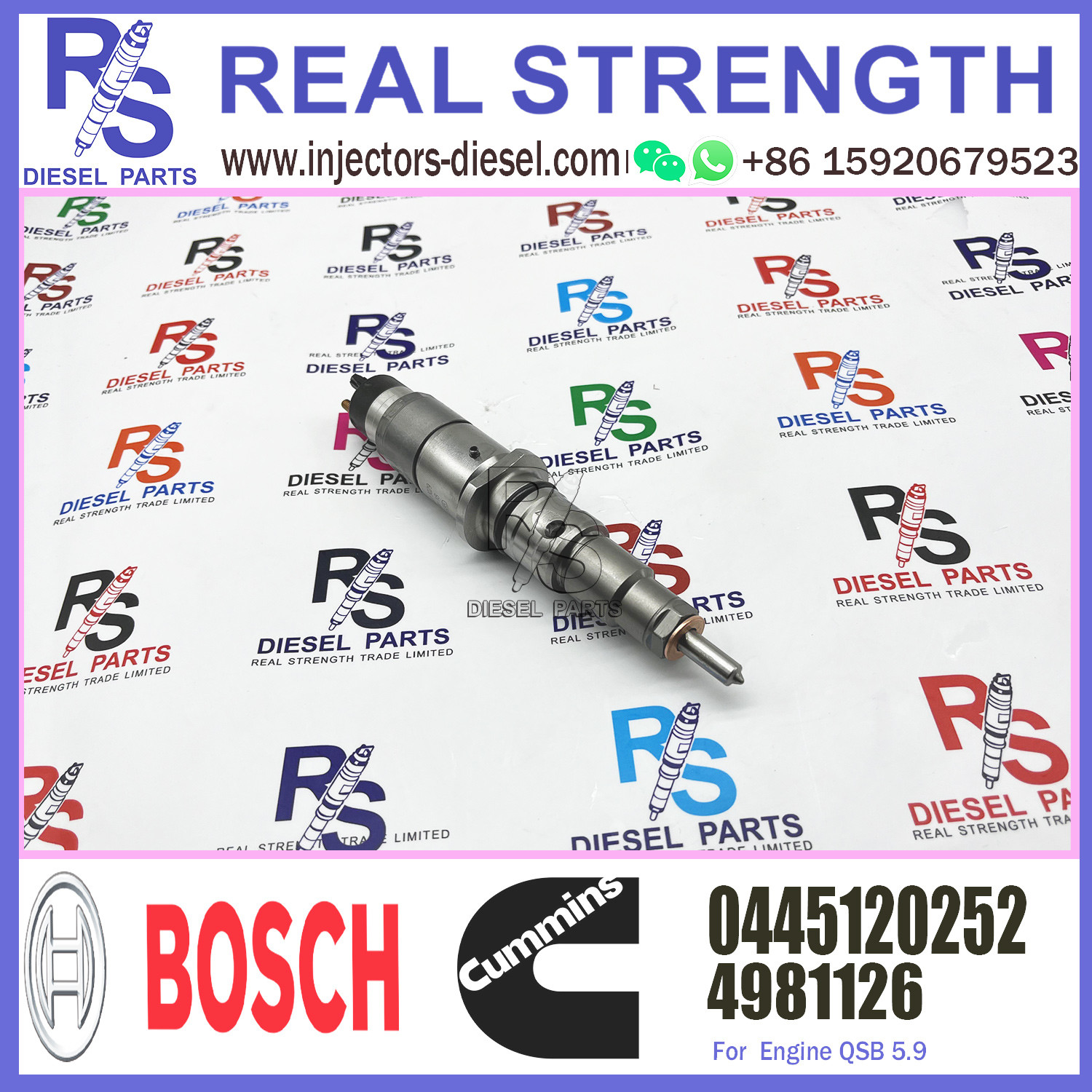 Genuine Engine QSB 5.9 fuel Injector 4981126 0445120252 for cummins
