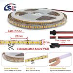 DC12V 24V SMD2835 Electroplate PCB 240Ds 8mm Ra 80 4000K LED Light Strip for