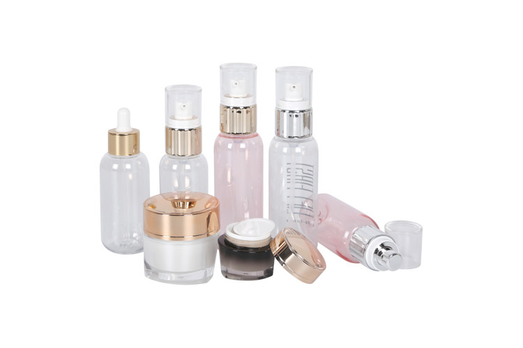 Empty Trave Skincare Set PET 100ml Dropper Bottle 100ml 120ml Lotion Bottle And 15g 50g Acrylic Triangle Cream Jar