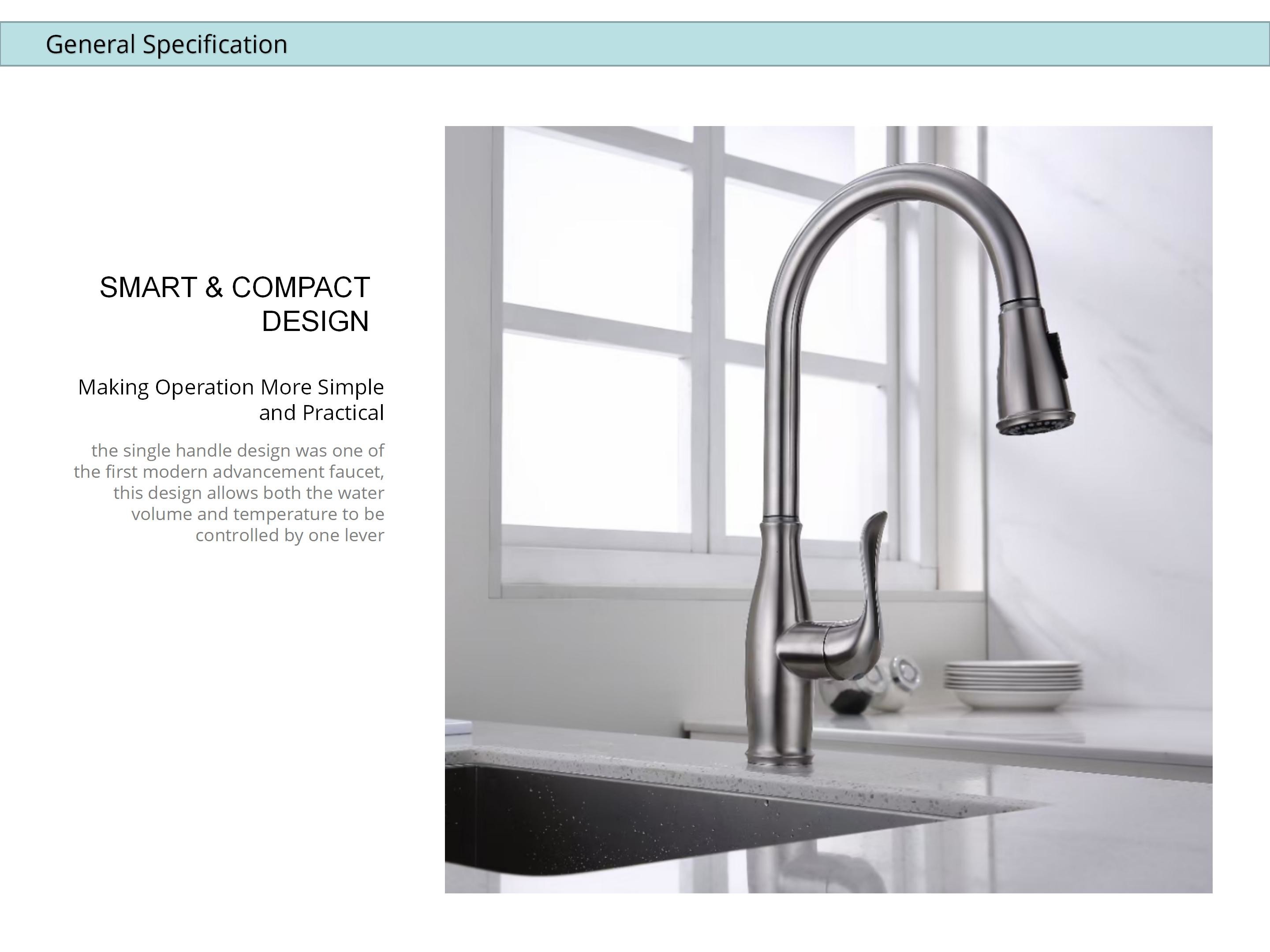 SUS304 Stainless Steel Flexible Spout Kitchen Tap Single Lever Brushed Nickel