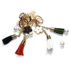 Quality Black 13.5x3.5CM Leather Tassel Keychain Nickle Plating For Women wholesale